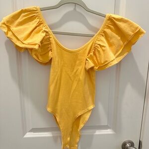 Zara Yellow Ruffled Bodysuit